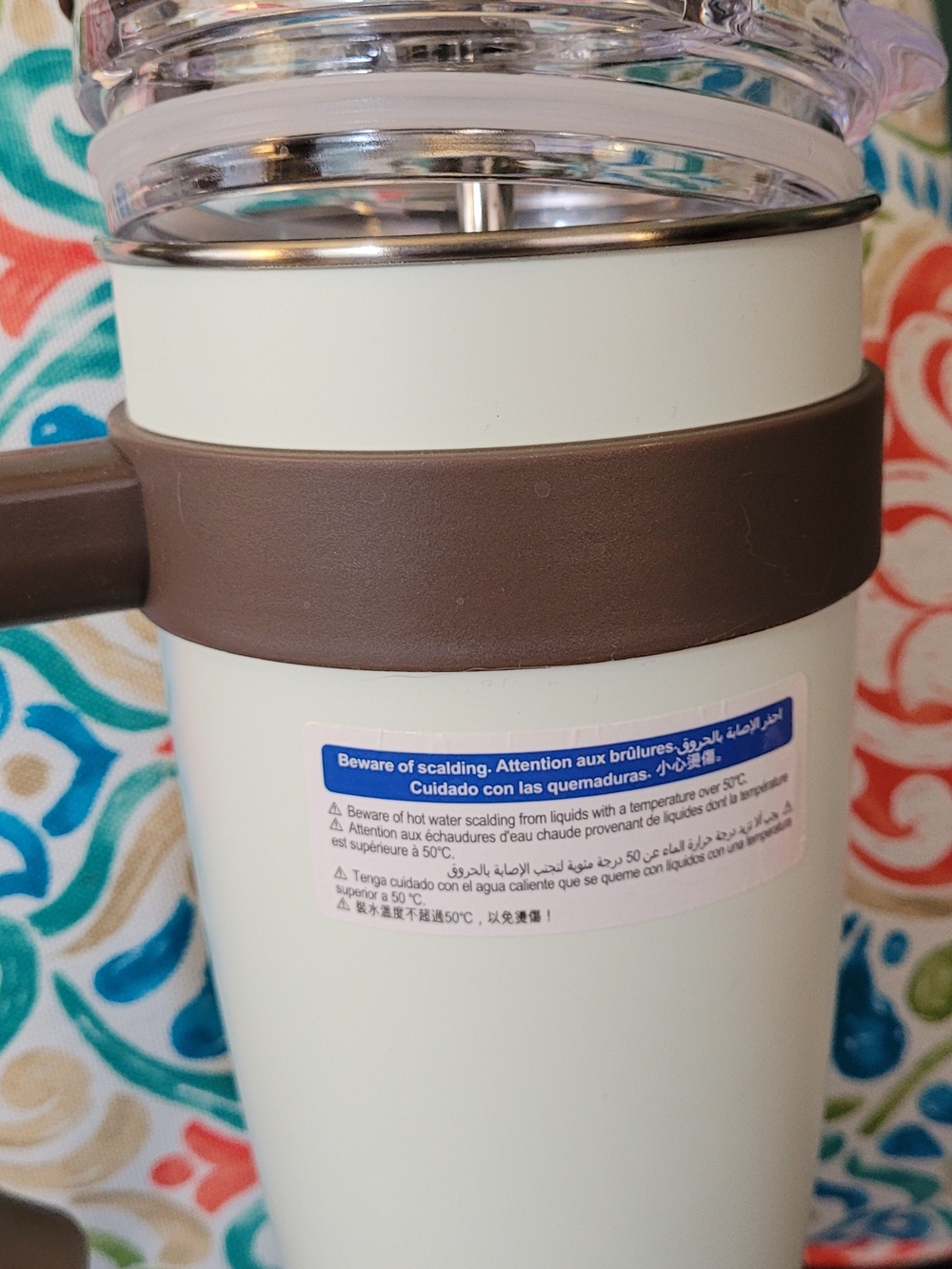 Peanuts Cream Travel Tumbler with Brown Handle - Picture 2 of 8